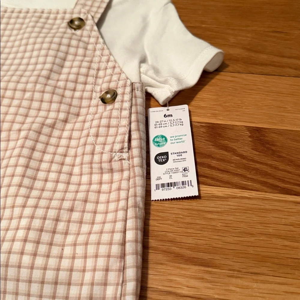 Carter's‎ Beige Checkered Kids Overalls